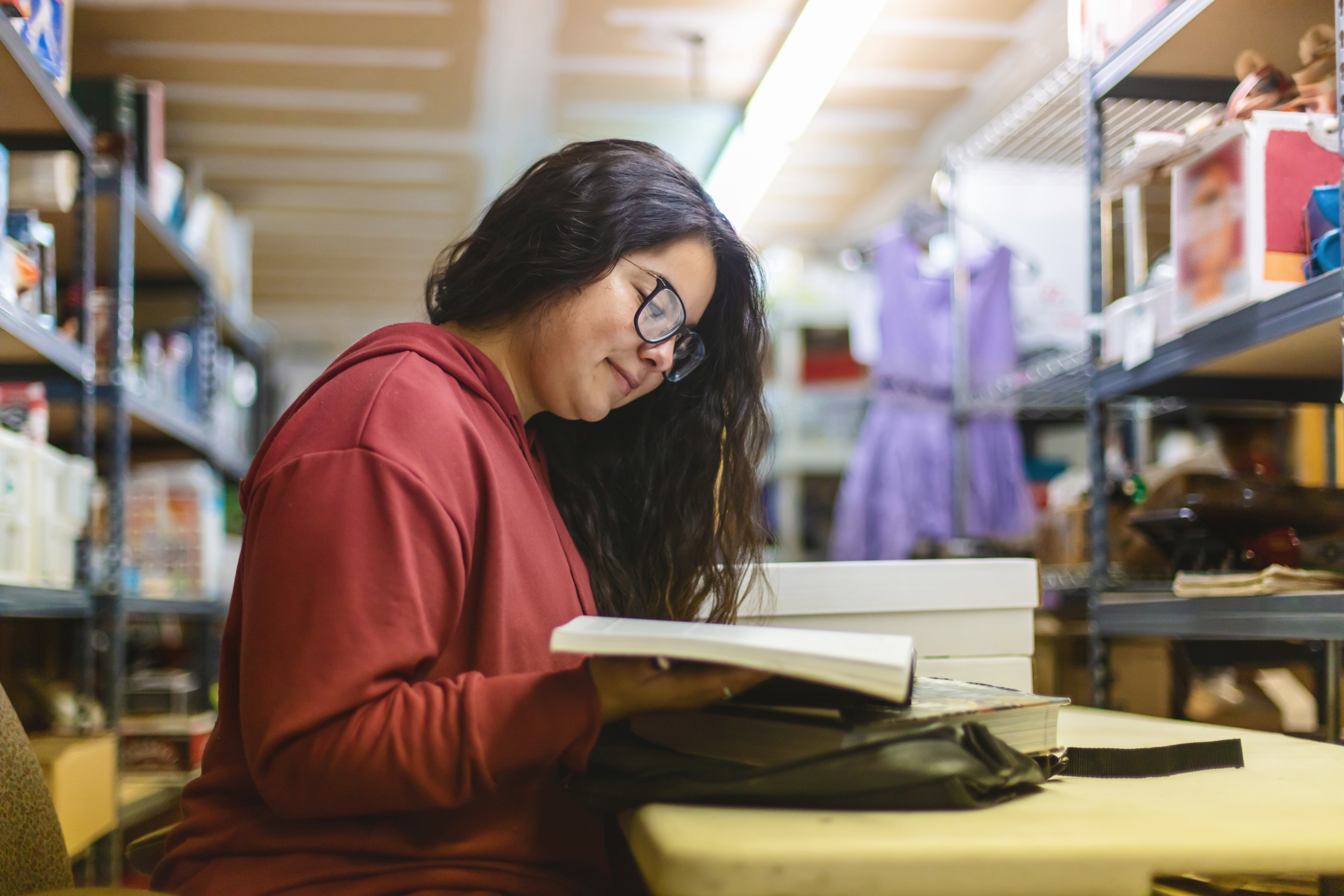 student reading a book
